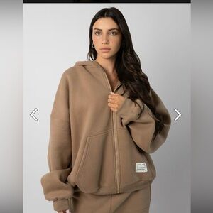 Affirmation Zip Hoodie in The color Teddy by Comfrt size Large